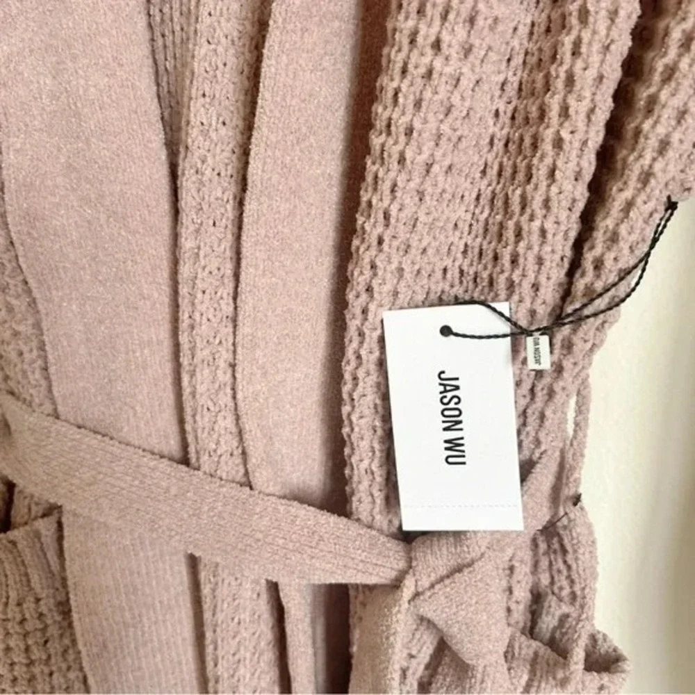 JASON WU I Women's Tan Waffle Knit Shawl Collar Belted Robe Cardigan I‎ SizeL